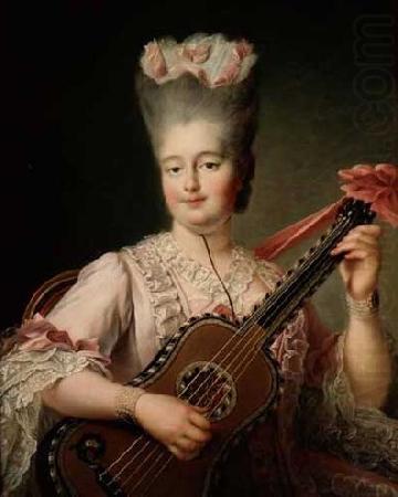 Madame Clotilde playing the guitar, Francois-Hubert Drouais